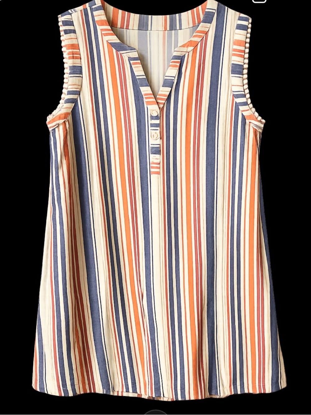 THML Striped Sleeveless Shift Dress in Navy, Coral & Cream